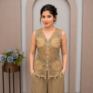 Brown Embroidered Co-ord Set