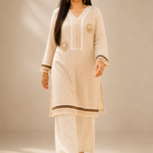 Ivory Jute Cord Set with Satin Palazzo
