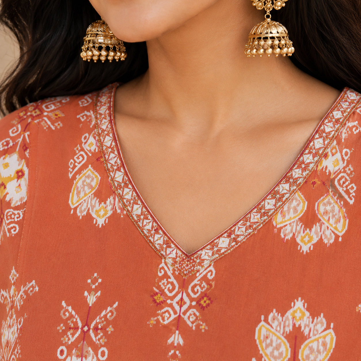 Orange Cambric Cotton Printed Co-ord set - Image 7