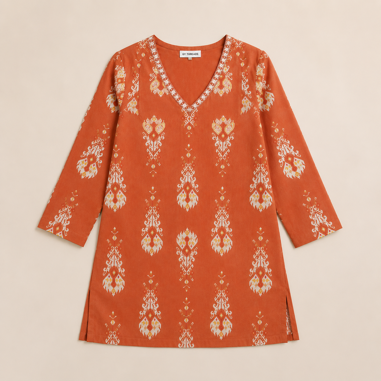 Orange Cambric Cotton Printed Co-ord set - Image 3
