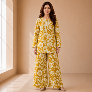 Mustard Yellow Floral Print Co-ord Set