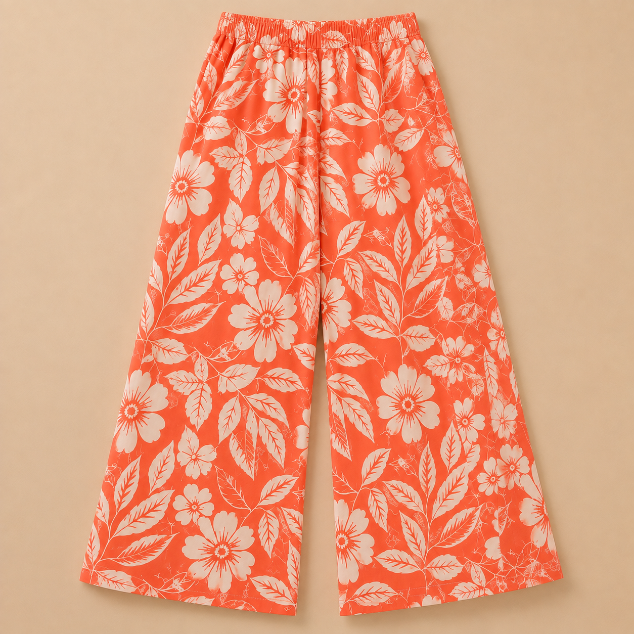Coral Orange Floral Printed Co-ord Set - Image 6