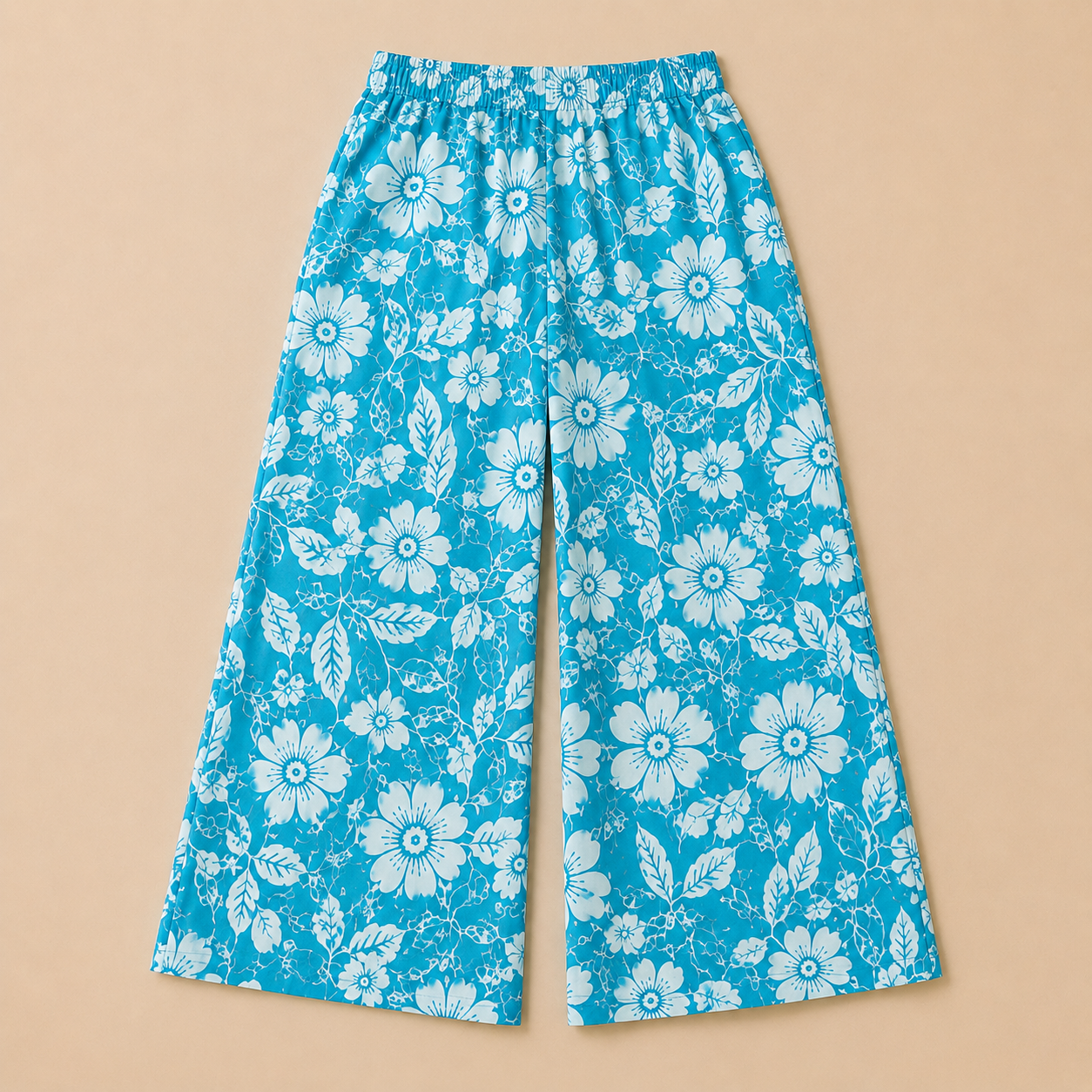Sky Blue Floral Printed Lafar Fabric Co-ord Set - Image 4