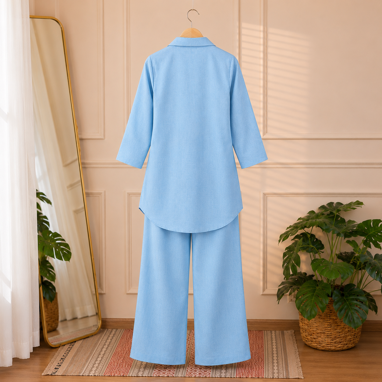 Sky Blue Mall Chanderi Embroidered Co-Ord Set - Image 10
