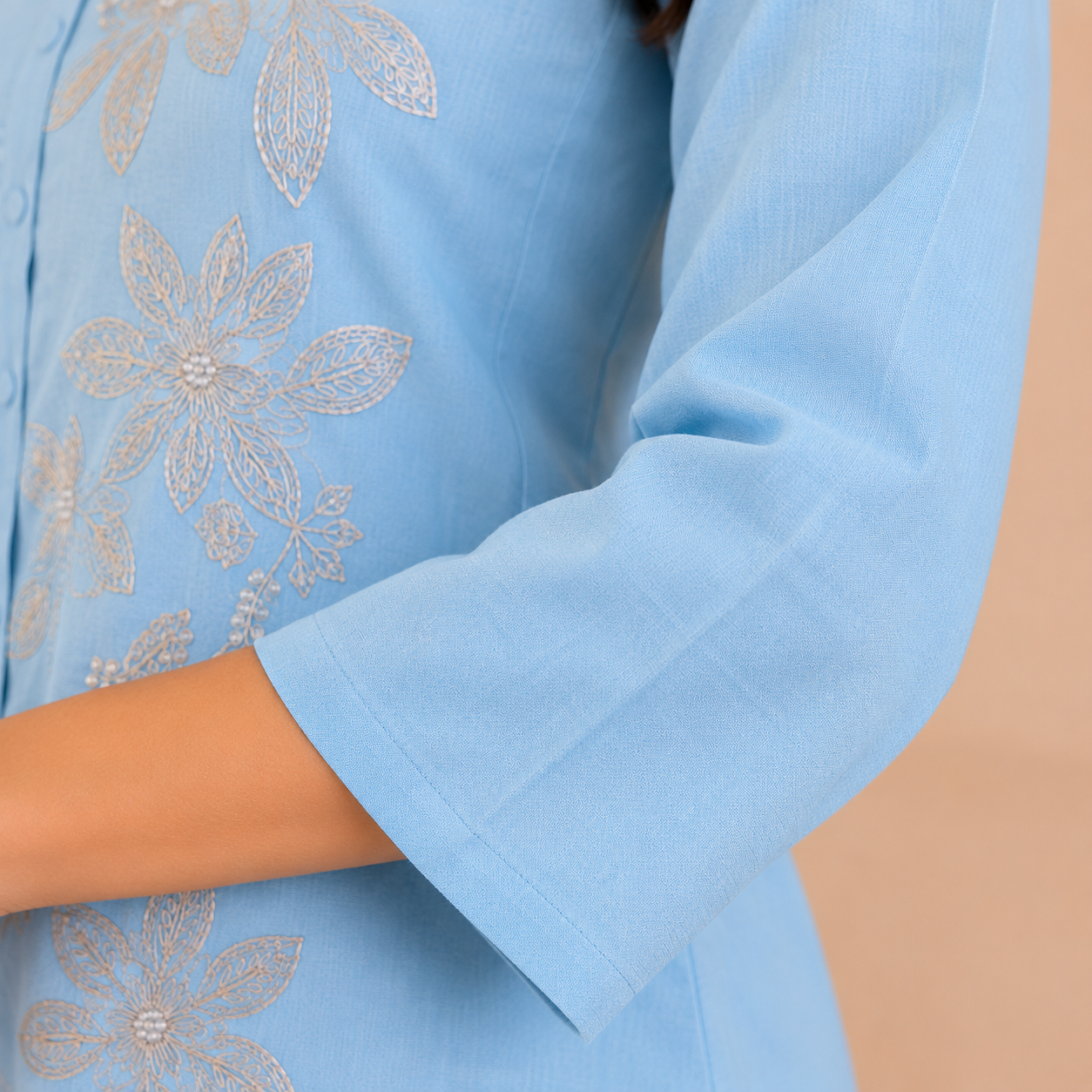 Sky Blue Mall Chanderi Embroidered Co-Ord Set - Image 9