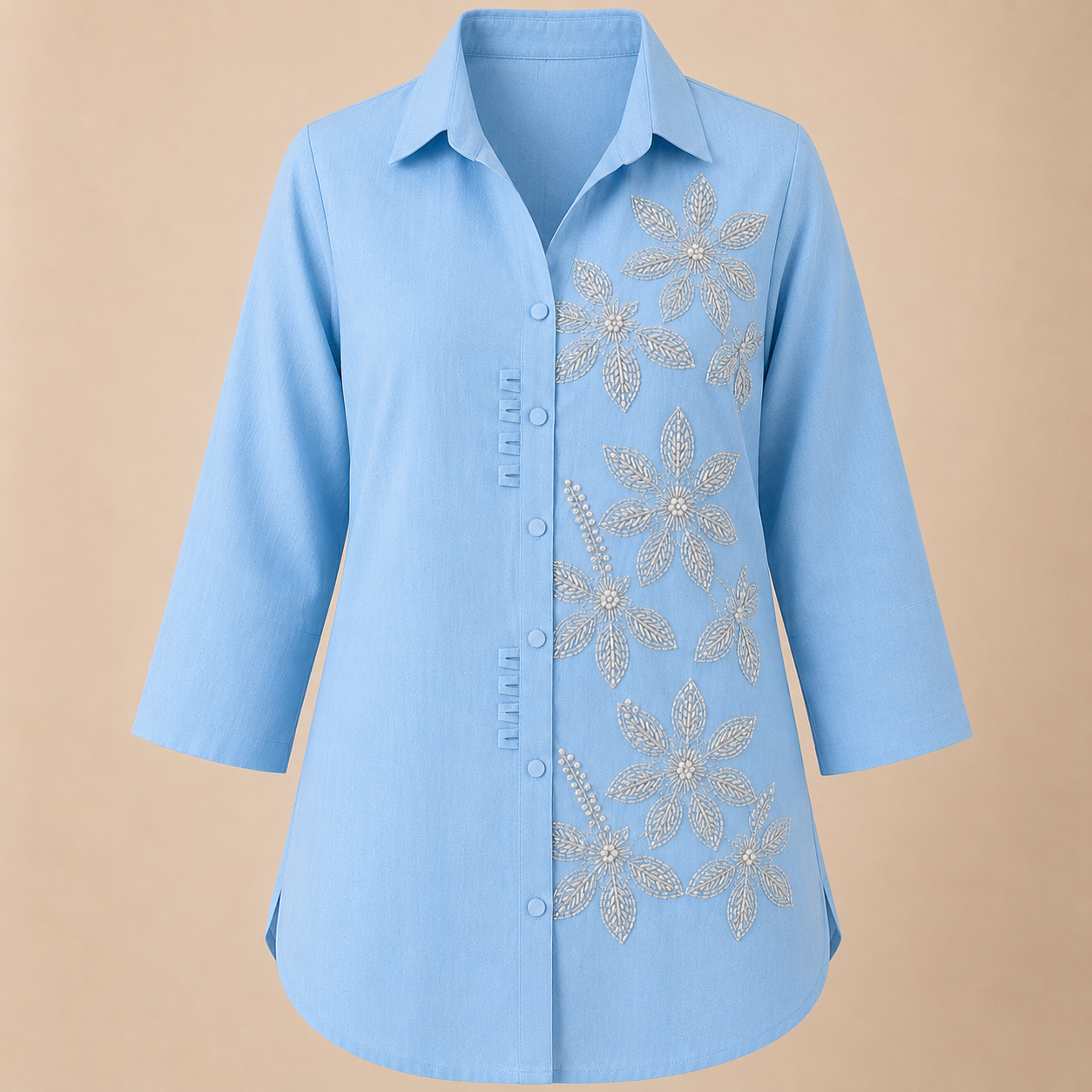 Sky Blue Mall Chanderi Embroidered Co-Ord Set - Image 8