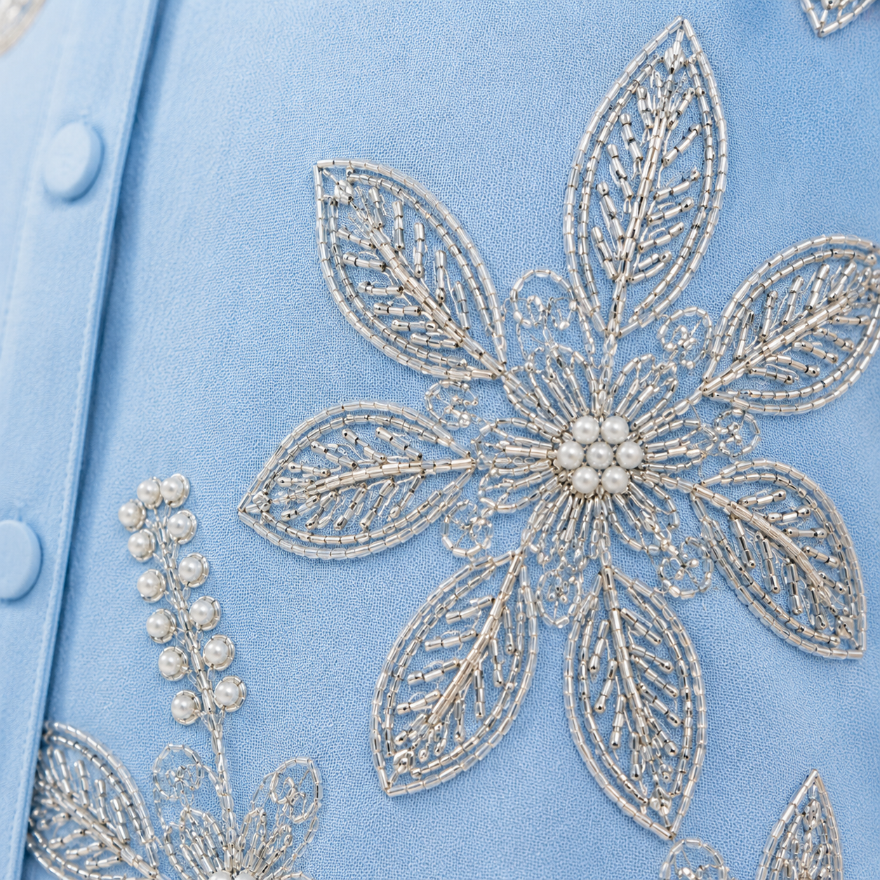 Sky Blue Mall Chanderi Embroidered Co-Ord Set - Image 7